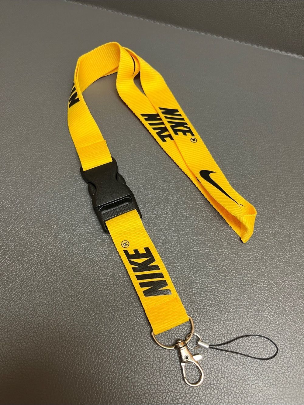 Nike Yellow Lanyard with Black Logo and Metal swivel Clip